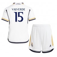 Fotballdrakt Barn Real Madrid Federico Valverde #15 Hjemmedraktsett 2023-24 Kortermet (+ Korte bukser)